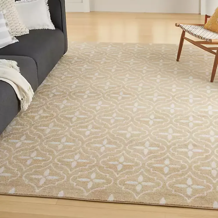 Kirklands Home Area Rugs|Beige & Ivory Quatrefoil Indoor/Outdoor Rug, 5x7