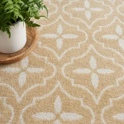 Kirklands Home Area Rugs|Beige & Ivory Quatrefoil Indoor/Outdoor Rug, 5x7