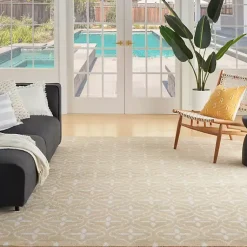 Kirklands Home Area Rugs|Beige & Ivory Quatrefoil Indoor/Outdoor Rug, 5x7