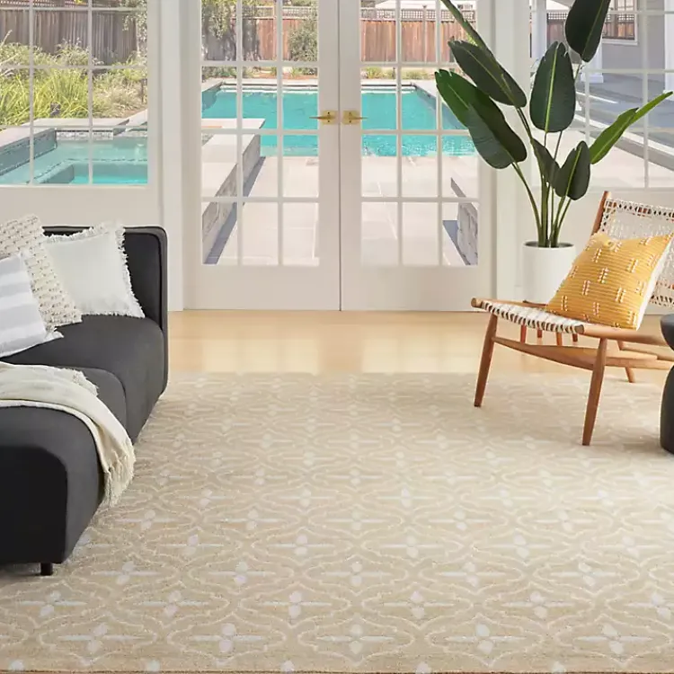 Kirklands Home Area Rugs|Beige & Ivory Quatrefoil Indoor/Outdoor Rug, 5x7