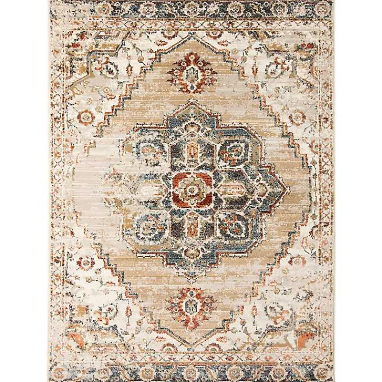 Kirklands Home Area Rugs|Beige and Gold Medallion Area Rug, 7x9
