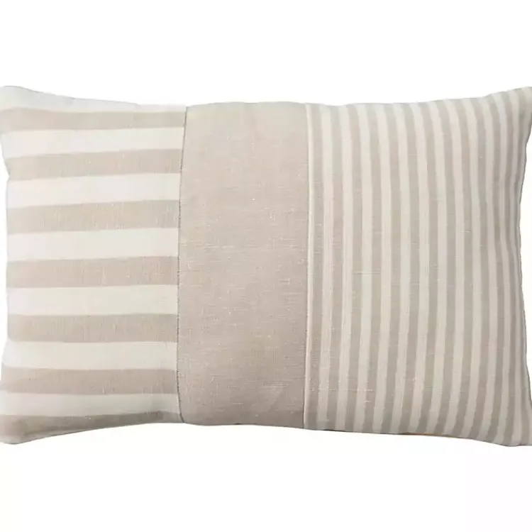 Outlet Beige Asymmetrical Stripes Lumbar Pillow Pillows