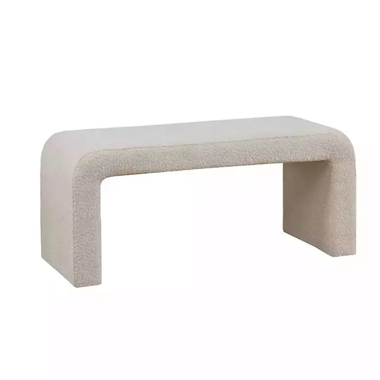 Kirklands Home Benches & Ottomans|Beige Boucle Waterfall Bench Brown