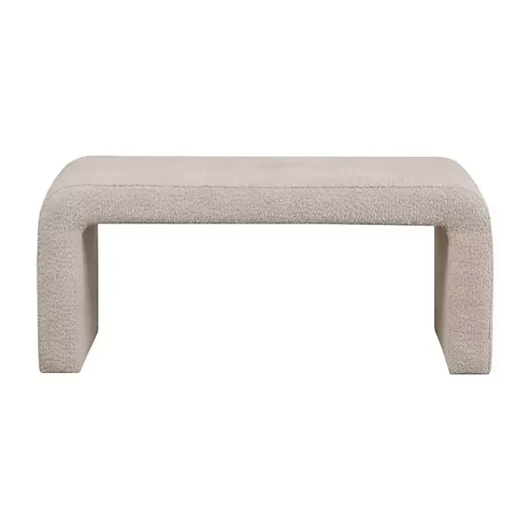 Kirklands Home Benches & Ottomans|Beige Boucle Waterfall Bench Brown