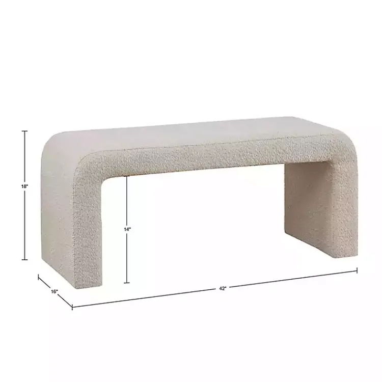 Kirklands Home Benches & Ottomans|Beige Boucle Waterfall Bench Brown