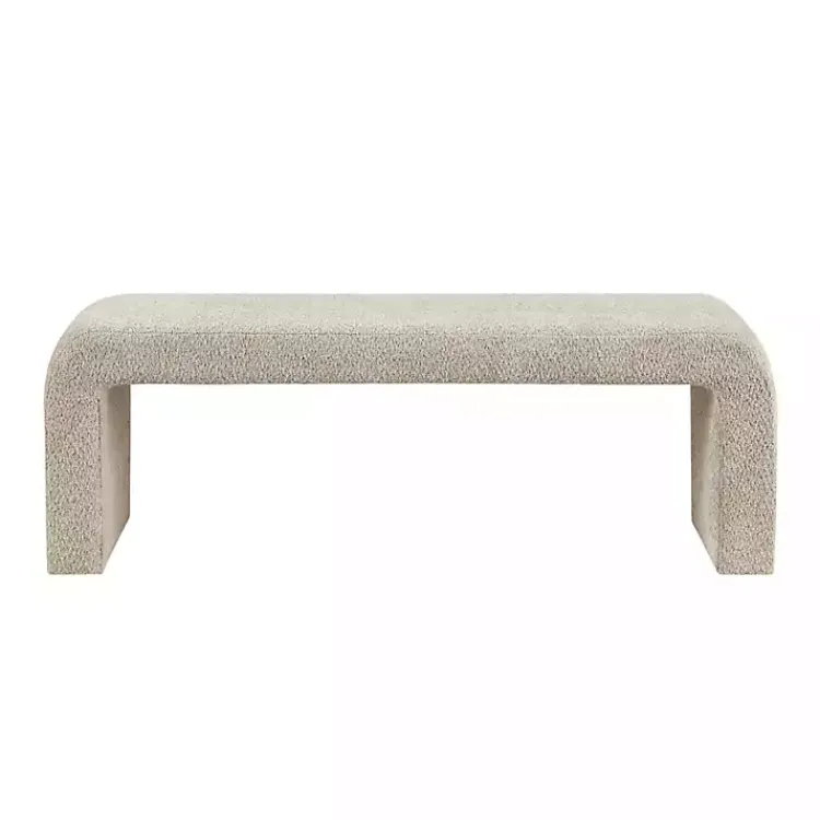 Kirklands Home Benches & Ottomans|Beige Boucle Waterfall Bench, 52 in. Brown