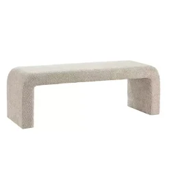 Kirklands Home Benches & Ottomans|Beige Boucle Waterfall Bench, 52 in. Brown