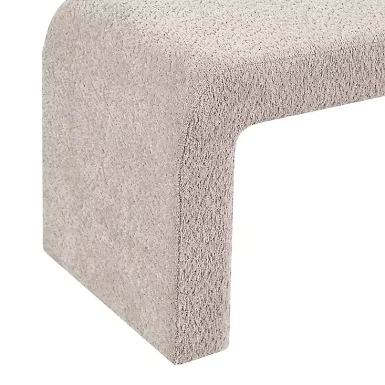 Kirklands Home Benches & Ottomans|Beige Boucle Waterfall Bench, 52 in. Brown