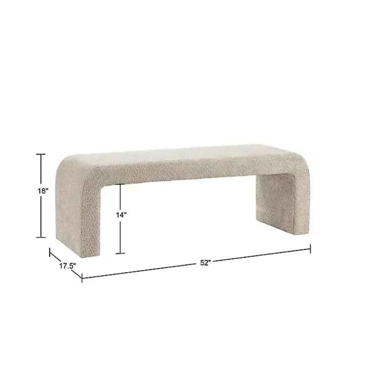 Kirklands Home Benches & Ottomans|Beige Boucle Waterfall Bench, 52 in. Brown