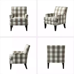 Kirklands Home Accent Chairs|Beige Buffalo Check Upholstered Armchair Brown
