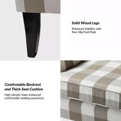 Kirklands Home Accent Chairs|Beige Buffalo Check Upholstered Armchair Brown