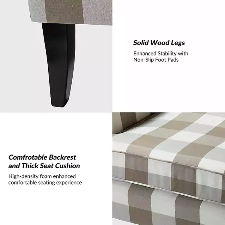 Kirklands Home Accent Chairs|Beige Buffalo Check Upholstered Armchair Brown