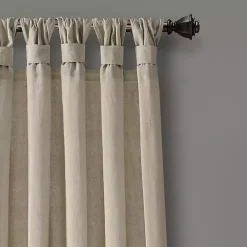 Kirklands Home Curtains & Drapes|Beige Burlap Knotted Curtain Panel Set, 108 in. Tan