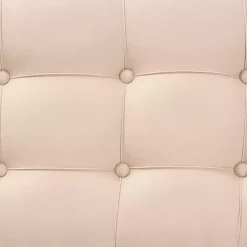 Kirklands Home Benches & Ottomans|Beige Button Tufted Bench with Mirrored Base Tan