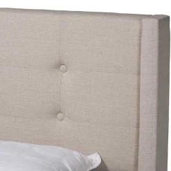 Kirklands Home Beds & Headboards|Beige Button Tufted Headboard Queen Bed Frame Tan