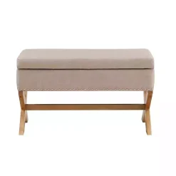 Kirklands Home Benches & Ottomans|Beige Crossed Storage Ottoman Tan