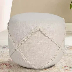 Outlet Beige Diamond Tufted Pouf Poufs & Floor Cushions