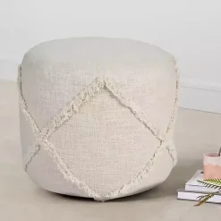 Outlet Beige Diamond Tufted Pouf Poufs & Floor Cushions