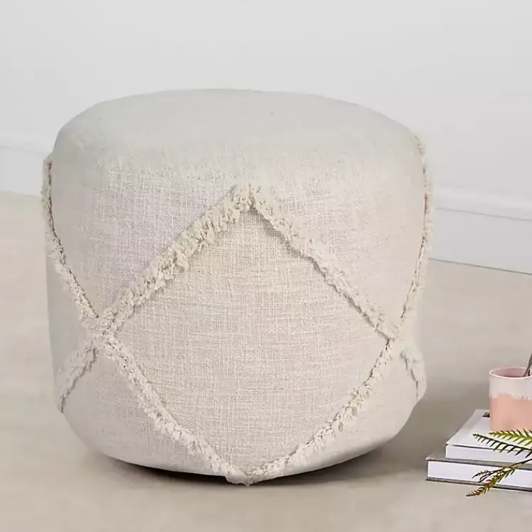 Outlet Beige Diamond Tufted Pouf Poufs & Floor Cushions