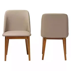 Kirklands Home Dining Chairs|Beige Faux Leather Modern Dining Chairs, Set of 2 Tan