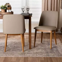 Kirklands Home Dining Chairs|Beige Faux Leather Modern Dining Chairs, Set of 2 Tan