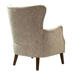 Kirklands Home Accent Chairs|Beige Floral Damask Wingback Accent Chair Tan