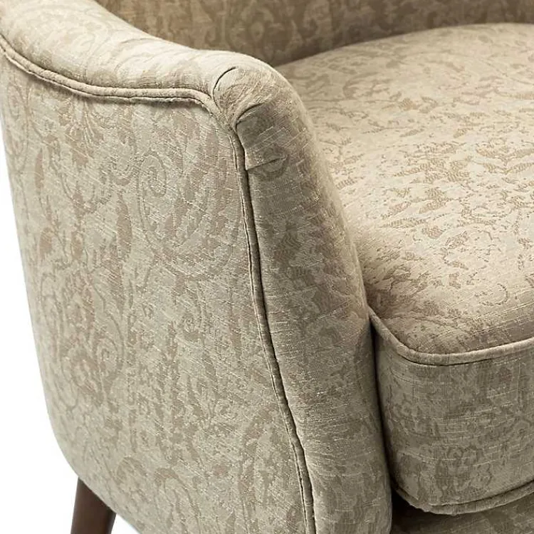 Kirklands Home Accent Chairs|Beige Floral Damask Wingback Accent Chair Tan