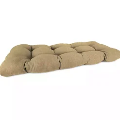 Kirklands Home Outdoor Cushions & Pillows|Beige French Edge Outdoor Wicker Settee Cushion Tan