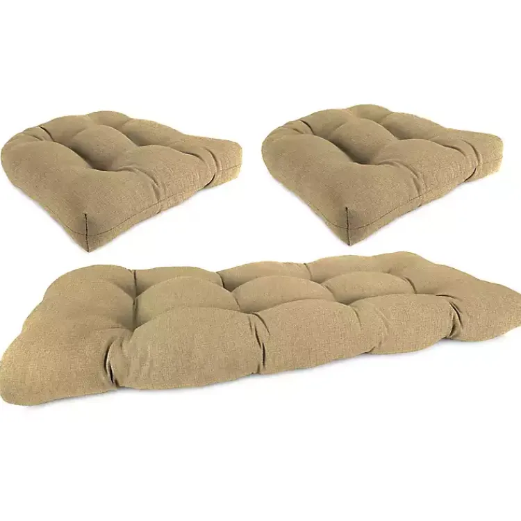 Kirklands Home Outdoor Cushions & Pillows|Beige French Edge 3-pc. Outdoor Wicker Cushion Set Tan