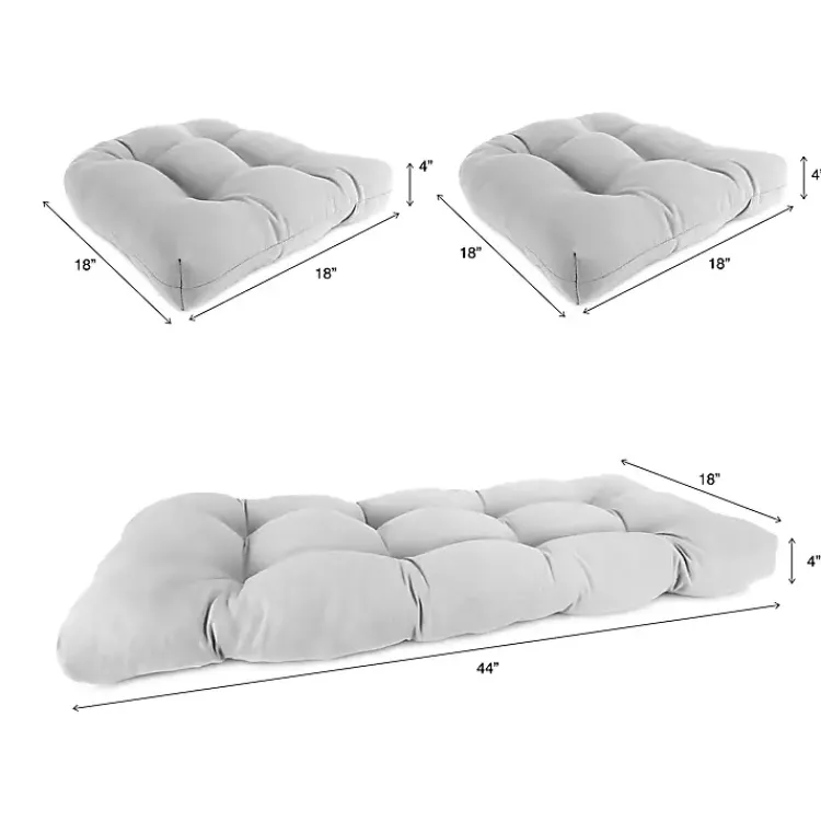 Kirklands Home Outdoor Cushions & Pillows|Beige French Edge 3-pc. Outdoor Wicker Cushion Set Tan