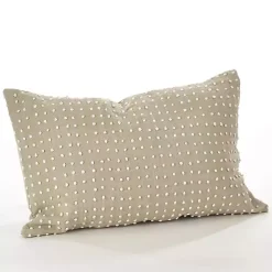 Outlet Beige French Knotted Lumbar Throw Pillow Pillows
