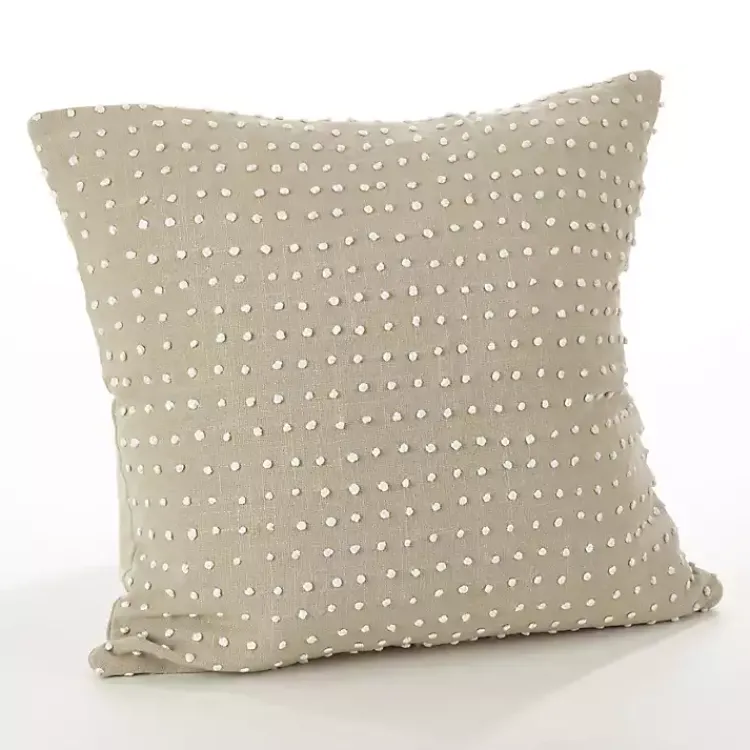 Outlet Beige French Knotted Square Throw Pillow Pillows