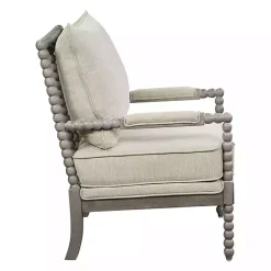 Kirklands Home Accent Chairs|Beige Liam Turned Leg Accent Chair Ivory