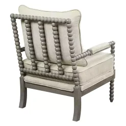 Kirklands Home Accent Chairs|Beige Liam Turned Leg Accent Chair Ivory