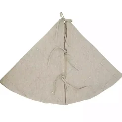 Hot Beige Linen Diamond Stitched Tree Skirt Christmas Tree Skirts & Collars