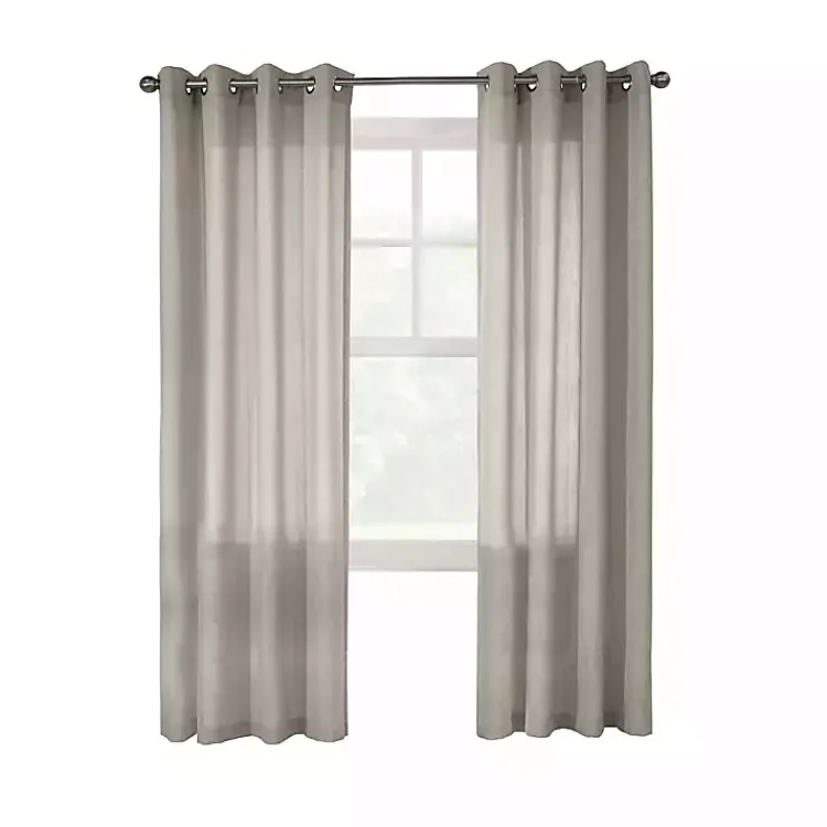 Kirklands Home Curtains & Drapes|Beige Linen Light Filtering Curtain Panel, 84 in. Gray