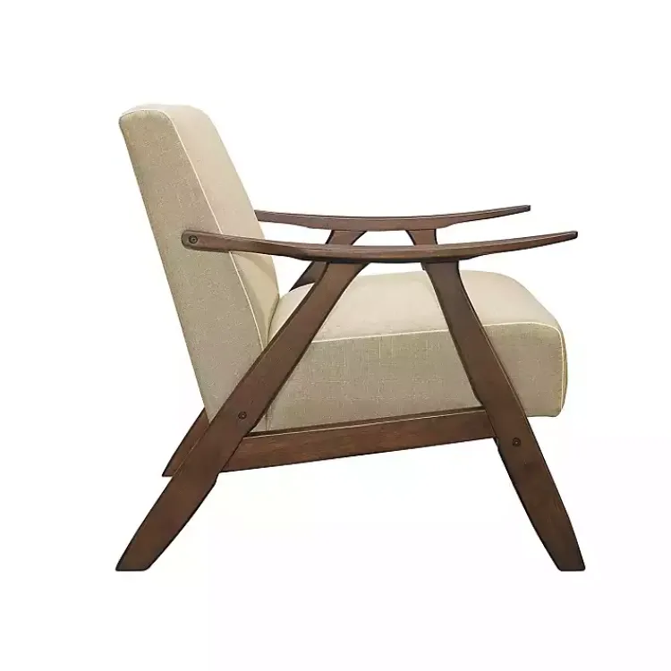 Kirklands Home Accent Chairs|Beige Mid-Century Hazel Wood Frame Accent Chair Tan
