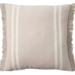 Sale Beige Striped Linen Throw Pillow Pillows