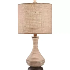 Kirklands Home Table Lamps|Beige Stripes Curved Table Lamp Tan