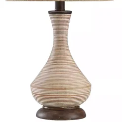 Kirklands Home Table Lamps|Beige Stripes Curved Table Lamp Tan