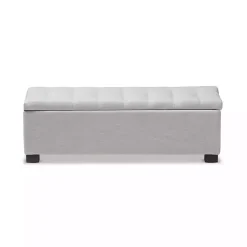 Kirklands Home Benches & Ottomans|Beige Tufted Contemporary Storage Bench