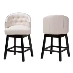 Kirklands Home Bar Stools & Counter Height Stools|Beige Tufted Seat Swivel Counter Stools, Set of 2 Tan