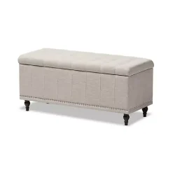 Kirklands Home Benches & Ottomans|Beige Tufted Upholstery Storage Ottoman Tan