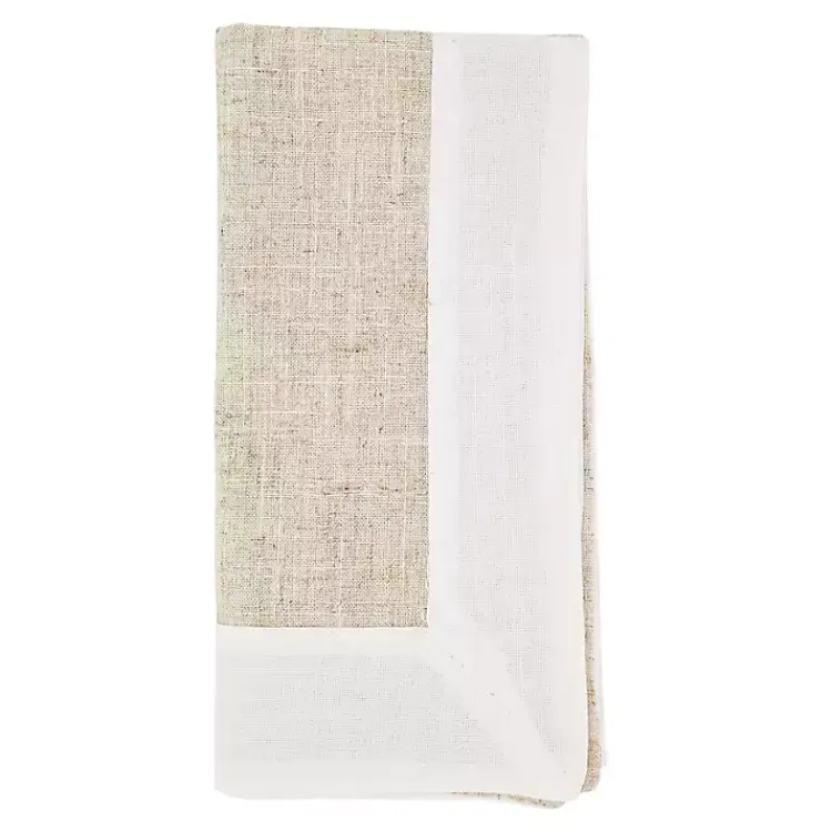 Kirklands Home Table Linens|Beige Two-Tone Border 4-pc. Napkin Set