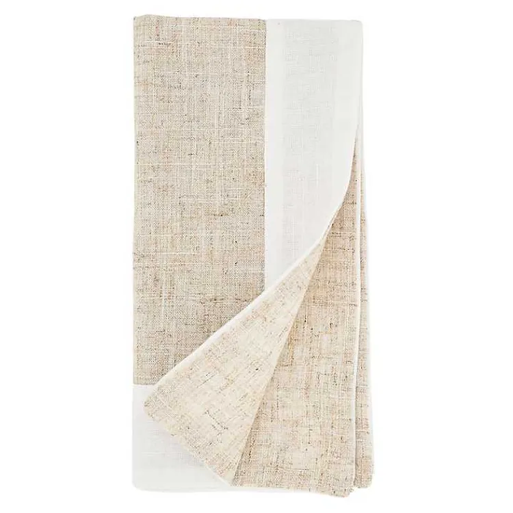 Kirklands Home Table Linens|Beige Two-Tone Border 4-pc. Napkin Set