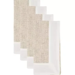 Kirklands Home Table Linens|Beige Two-Tone Border 4-pc. Napkin Set