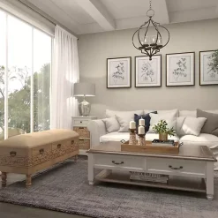 Kirklands Home Benches & Ottomans|Beige Upholstered Acanthus Carved Wooden Bench Tan