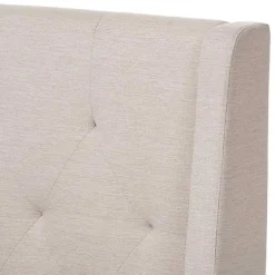 Kirklands Home Beds & Headboards|Beige Upholstered Wingback Queen Platform Bed Ivory