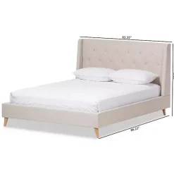 Kirklands Home Beds & Headboards|Beige Upholstered Wingback Queen Platform Bed Ivory