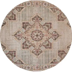 Kirklands Home Area Rugs|Beige Vintage Medallion Round Area Rug, 6 ft. Brown
